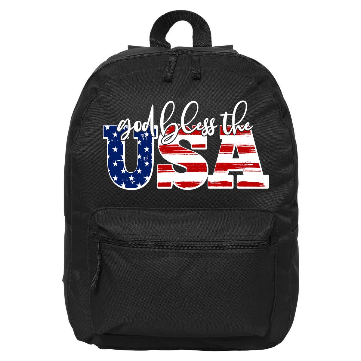 God Bless The USA American Flag 16 in Basic Backpack