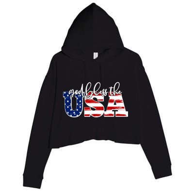 God Bless The USA American Flag Crop Fleece Hoodie