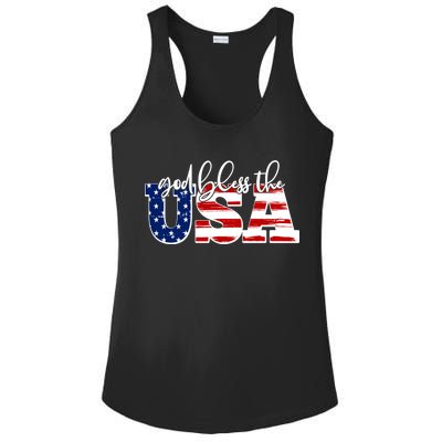 God Bless The USA American Flag Ladies PosiCharge Competitor Racerback Tank