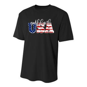 God Bless The USA American Flag Youth Performance Sprint T-Shirt