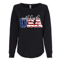 God Bless The USA American Flag Womens California Wash Sweatshirt