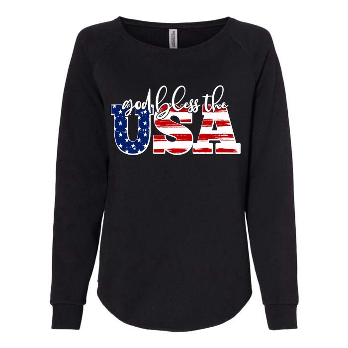 God Bless The USA American Flag Womens California Wash Sweatshirt