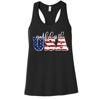 God Bless The USA American Flag Women's Racerback Tank