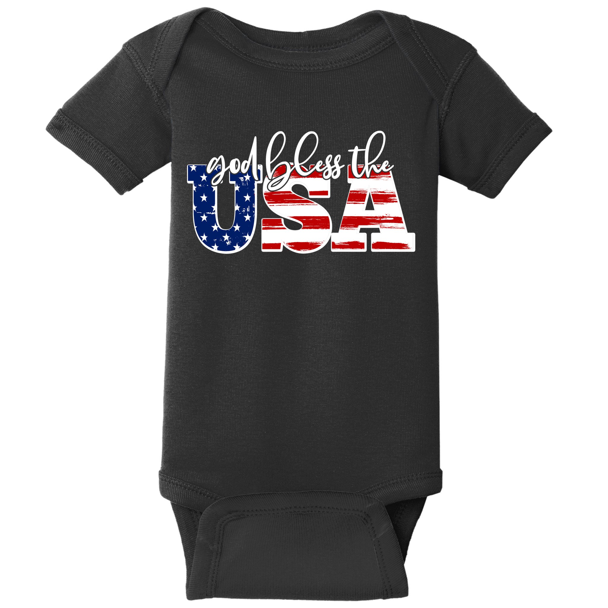 God Bless The USA American Flag Baby Bodysuit
