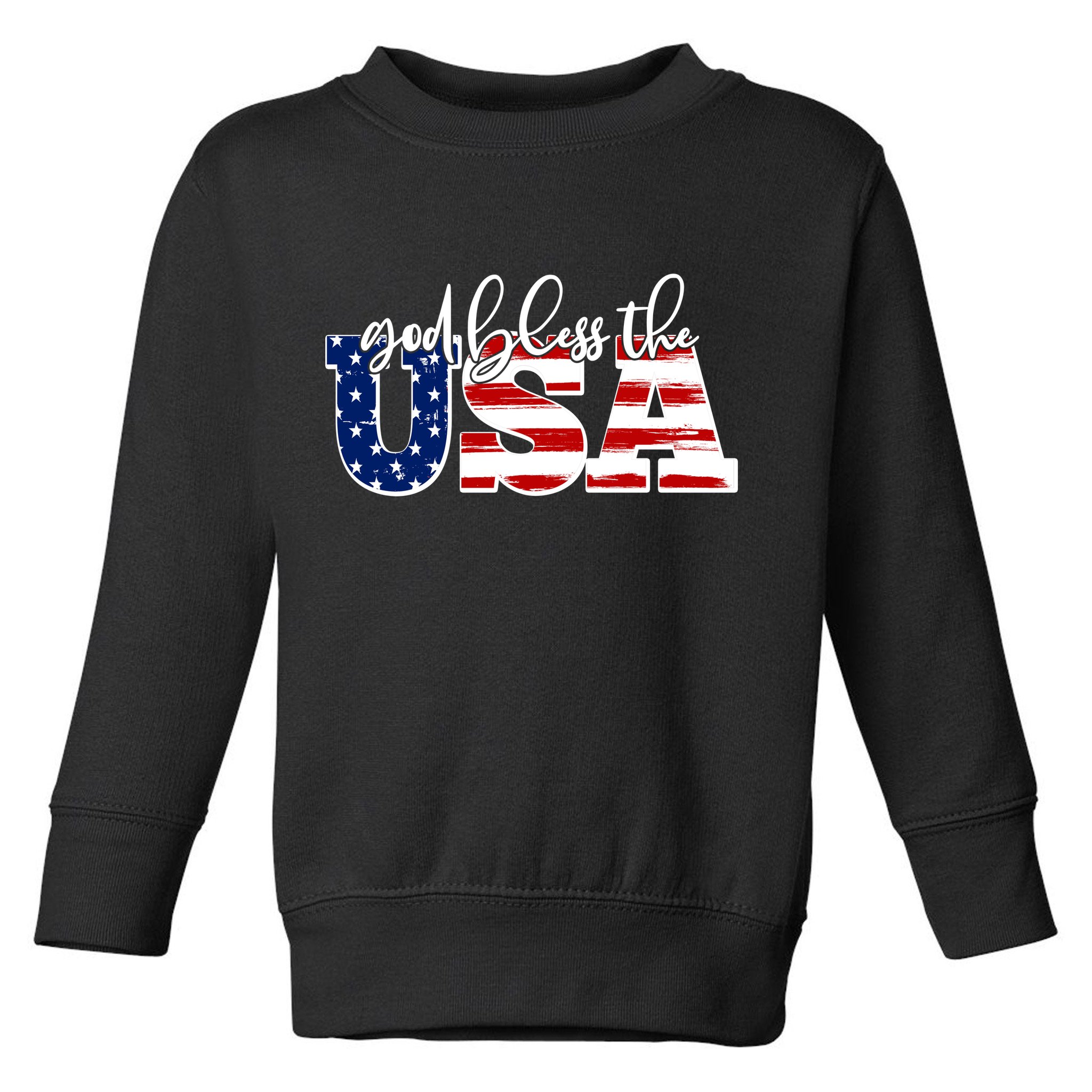 God Bless The USA American Flag Toddler Sweatshirt