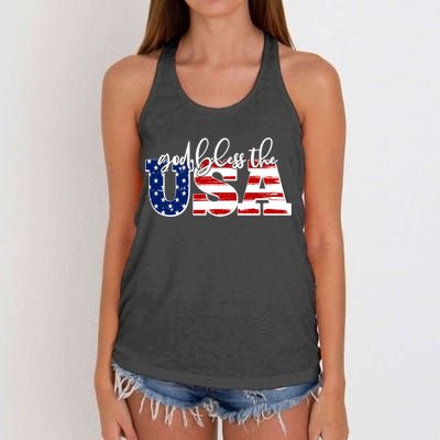 God Bless The USA American Flag Women's Knotted Racerback Tank