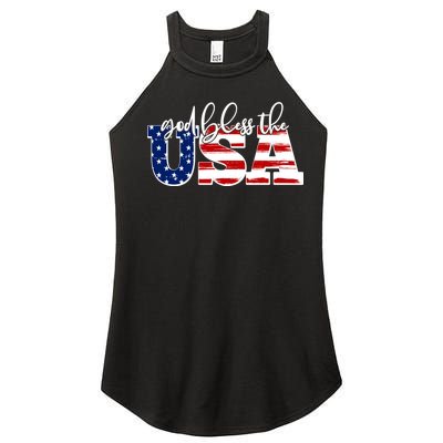 God Bless The USA American Flag Women's Perfect Tri Rocker Tank