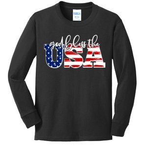 God Bless The USA American Flag Kids Long Sleeve Shirt