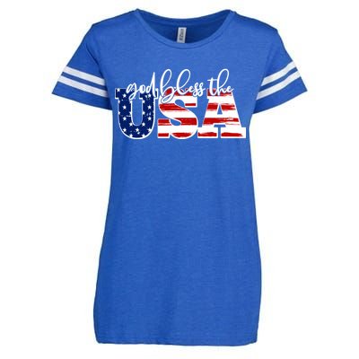 God Bless The USA American Flag Enza Ladies Jersey Football T-Shirt