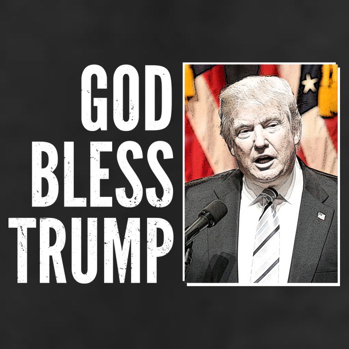 God Bless Trump 7 Panel Mesh Trucker Snapback Hat