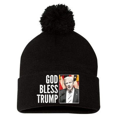 God Bless Trump Pom Pom 12in Knit Beanie