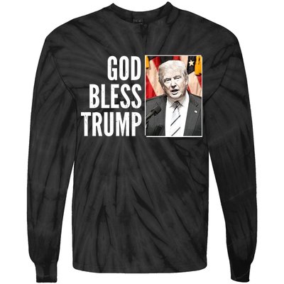 God Bless Trump Tie-Dye Long Sleeve Shirt