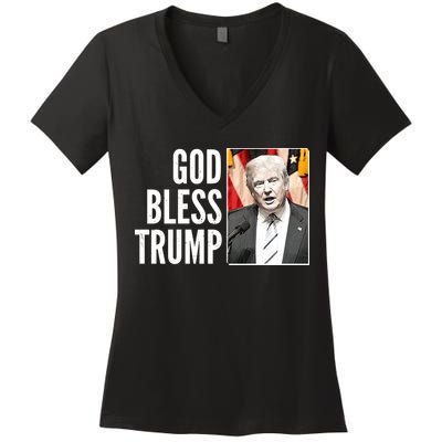 God Bless Trump Women's V-Neck T-Shirt