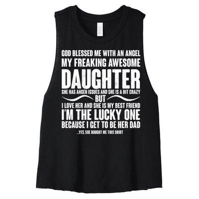 God Blessed Me With An Angel My Awesome Daughter Women's Racerback Cropped Tank