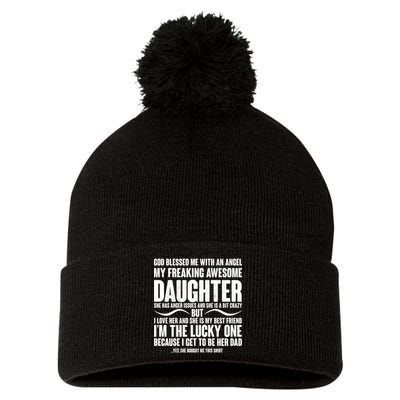 God Blessed Me With An Angel My Awesome Daughter Pom Pom 12in Knit Beanie