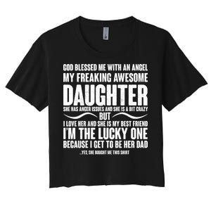 God Blessed Me With An Angel My Awesome Daughter Women's Crop Top Tee