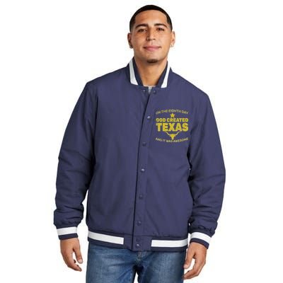 God Created Texas Insulated Varsity Jacket