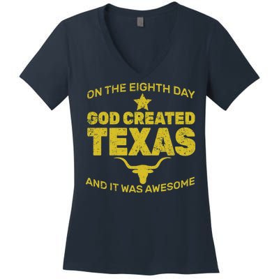 God Created Texas Women's V-Neck T-Shirt