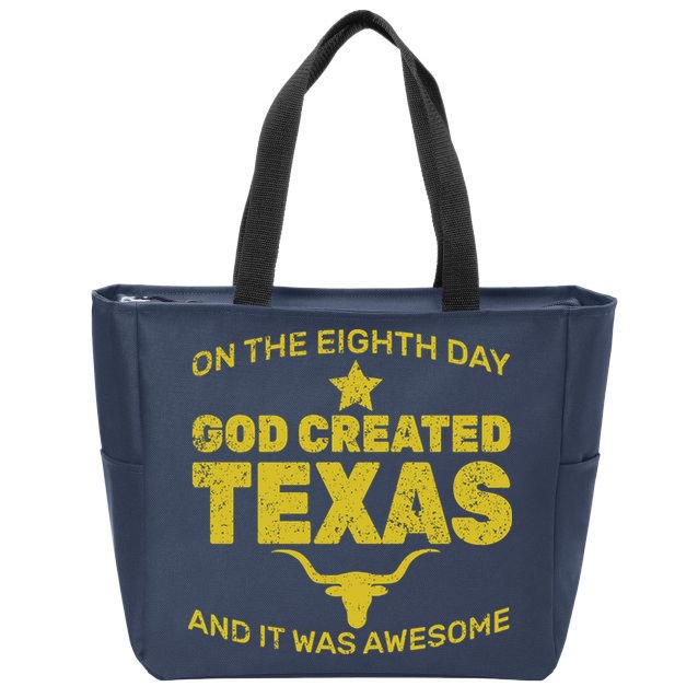 God Created Texas Zip Tote Bag