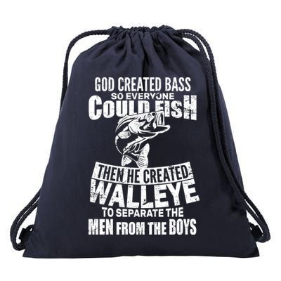 God Created Walleye Drawstring Bag