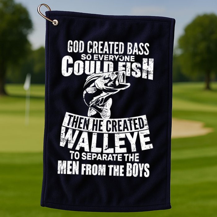 God Created Walleye Golf Towel
