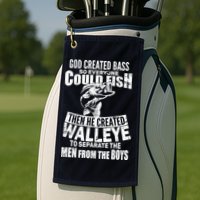 God Created Walleye Golf Towel