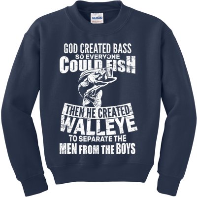 God Created Walleye Kids Sweatshirt