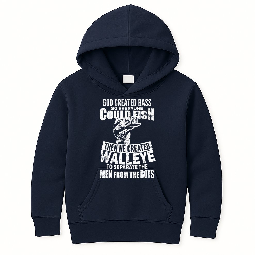 God Created Walleye Kids Hoodie