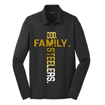 God Family Steelers Silk Touch Performance Long Sleeve Polo