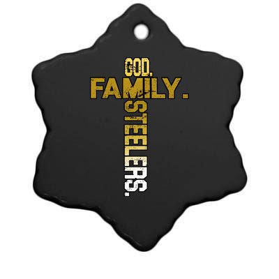 God Family Steelers Ceramic Star Ornament