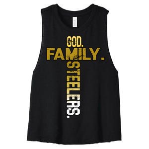 God Family Steelers Women's Racerback Cropped Tank