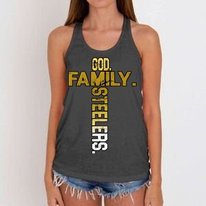 God Family Steelers Women's Knotted Racerback Tank