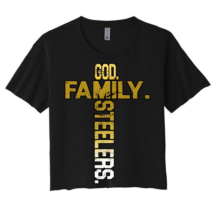 God Family Steelers Women's Crop Top Tee