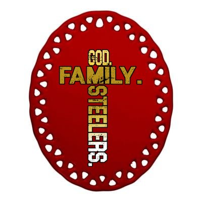 God Family Steelers Ceramic Oval Ornament