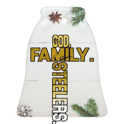 God Family Steelers Ceramic Bell Ornament