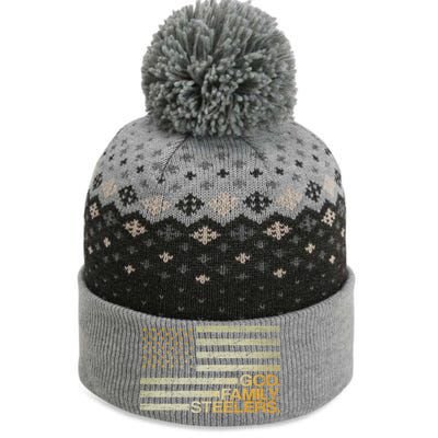 God Family Steelers American Football Flag The Baniff Cuffed Pom Beanie