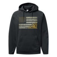 God Family Steelers American Football Flag Performance Fleece Hoodie