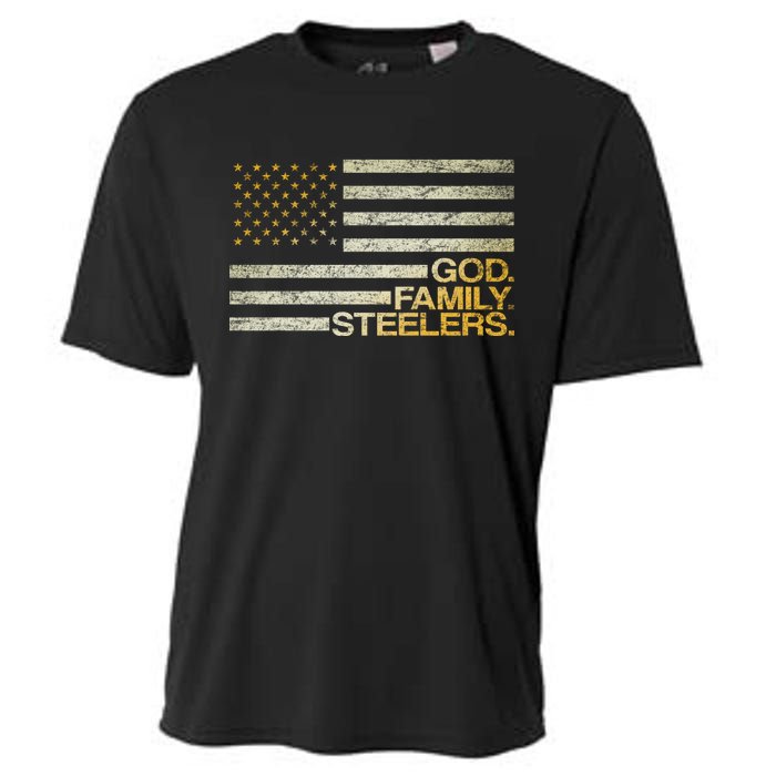 God Family Steelers American Football Flag Cooling Performance Crew T-Shirt