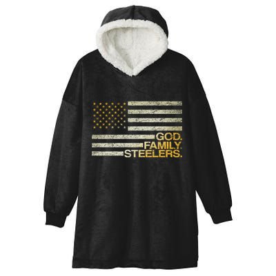 God Family Steelers American Football Flag Hooded Wearable Blanket