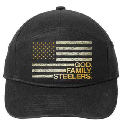 God Family Steelers American Football Flag 7-Panel Snapback Hat