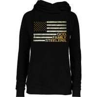 God Family Steelers American Football Flag Womens Funnel Neck Pullover Hood