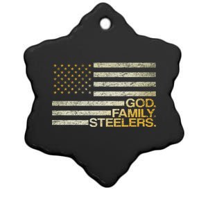 God Family Steelers American Football Flag Ceramic Star Ornament