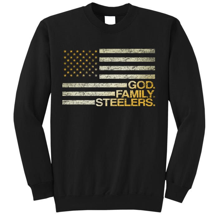 God Family Steelers American Football Flag Tall Sweatshirt