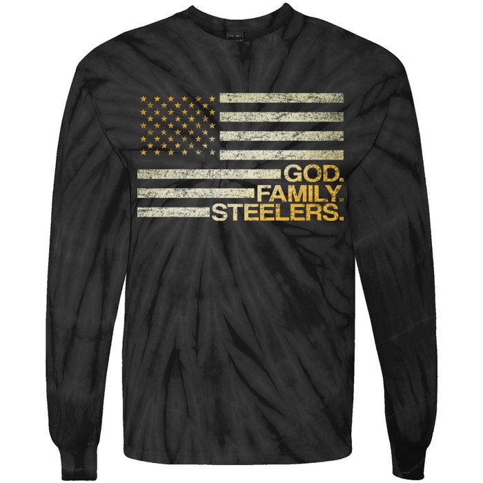 God Family Steelers American Football Flag Tie-Dye Long Sleeve Shirt