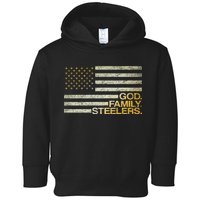 God Family Steelers American Football Flag Toddler Hoodie