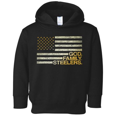 God Family Steelers American Football Flag Toddler Hoodie