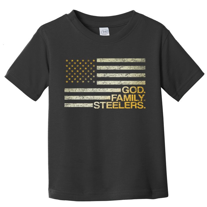 God Family Steelers American Football Flag Toddler T-Shirt