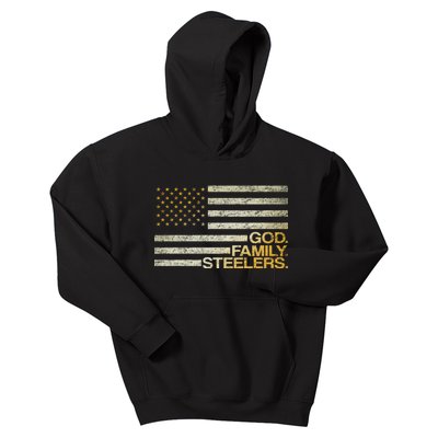 God Family Steelers American Football Flag Kids Hoodie