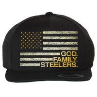 God Family Steelers American Football Flag Wool Snapback Cap