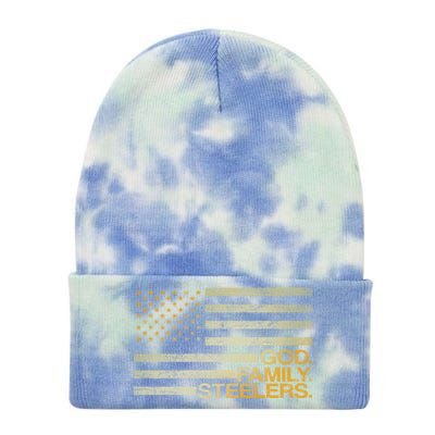 God Family Steelers American Football Flag Tie Dye 12in Knit Beanie